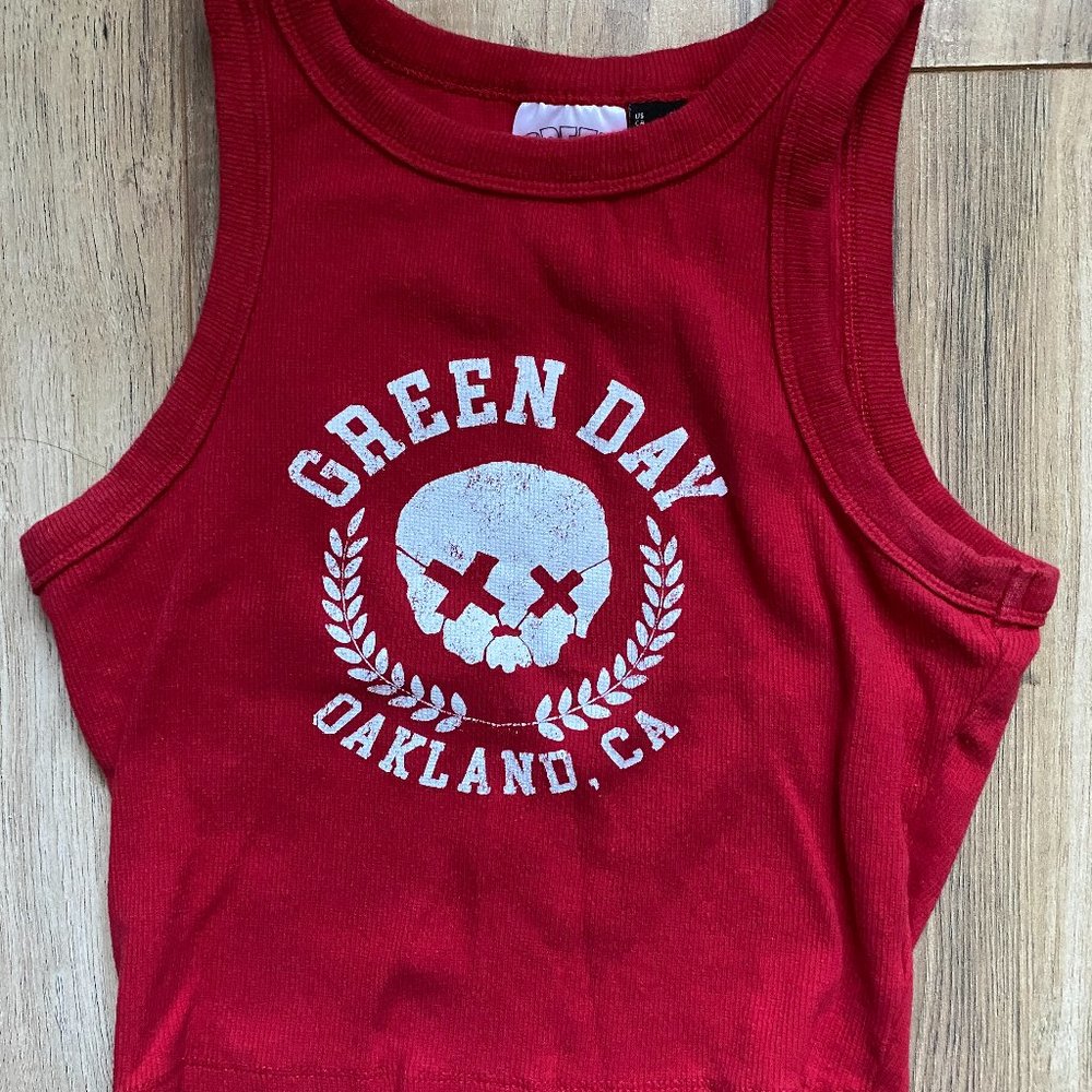 Green Day Cropped High Neck Tank Top